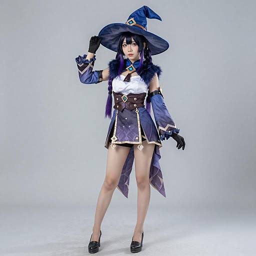 Mona Genshin Impact Cosplay with Stars and Moon Theme