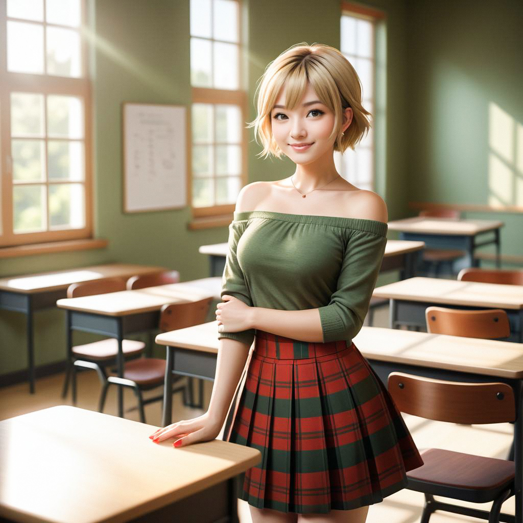 Confident Young Woman in Classroom