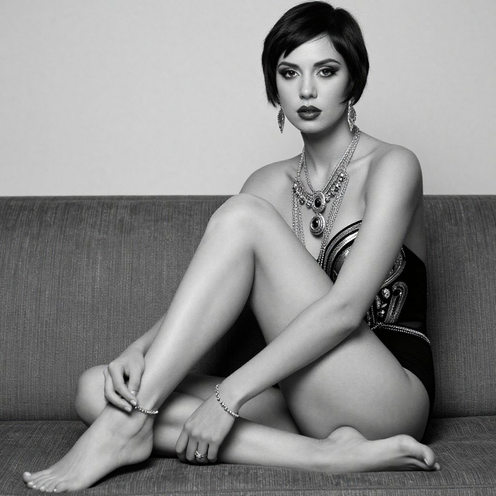 Elegant Woman in Vintage Glamour Black and White Portrait