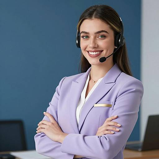 23-Year-Old Brazilian Woman Customer Service Representative with Headset in Office