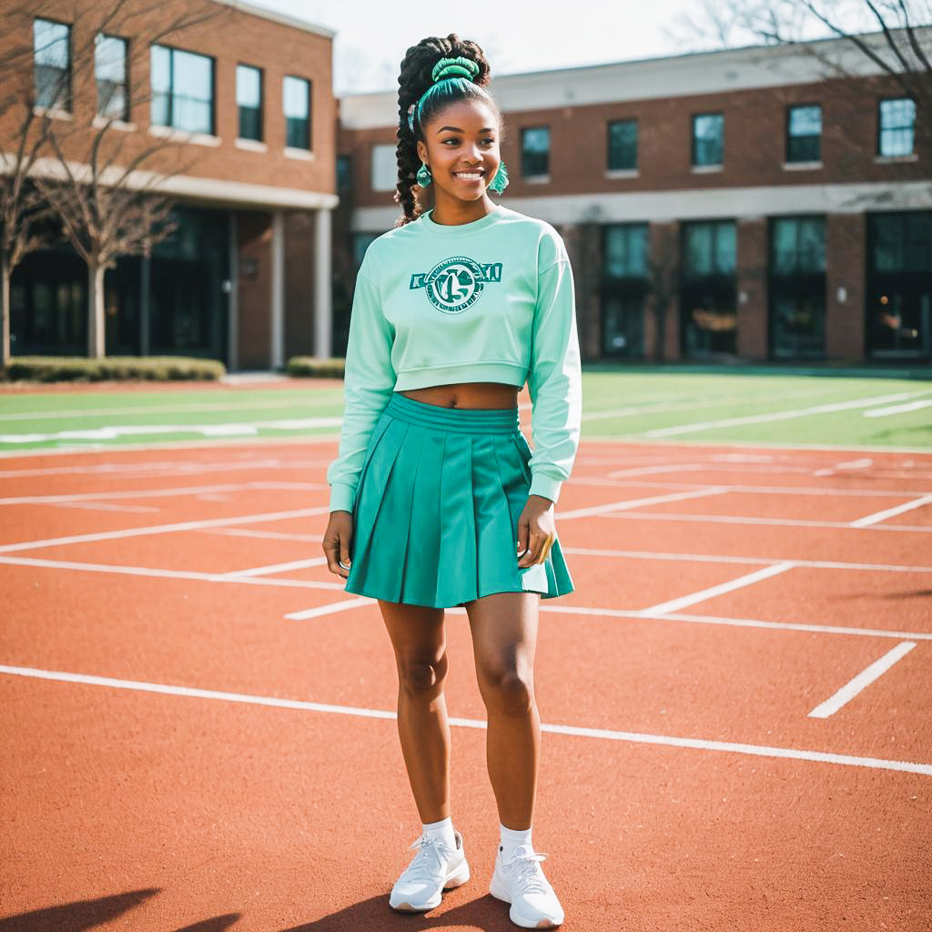 Confident Young Woman in Mint Green Sportswear