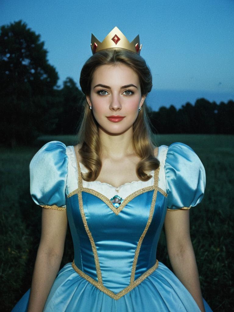 Woman in Princess Rosalina Costume Photorealistic Outdoor Portrait