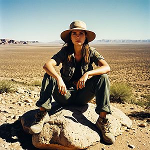 Confident Woman in Desert Landscape