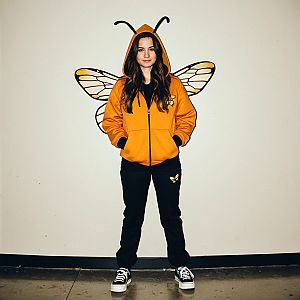 Young Woman in Yellow Bee Costume Jacket