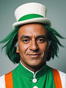 Man in Oompa Loompa Costume Professional Cosplay Studio Headshot