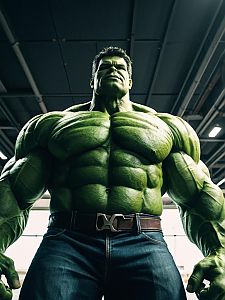Man in Hulk Costume Cinematic Low Angle Superhero Photo