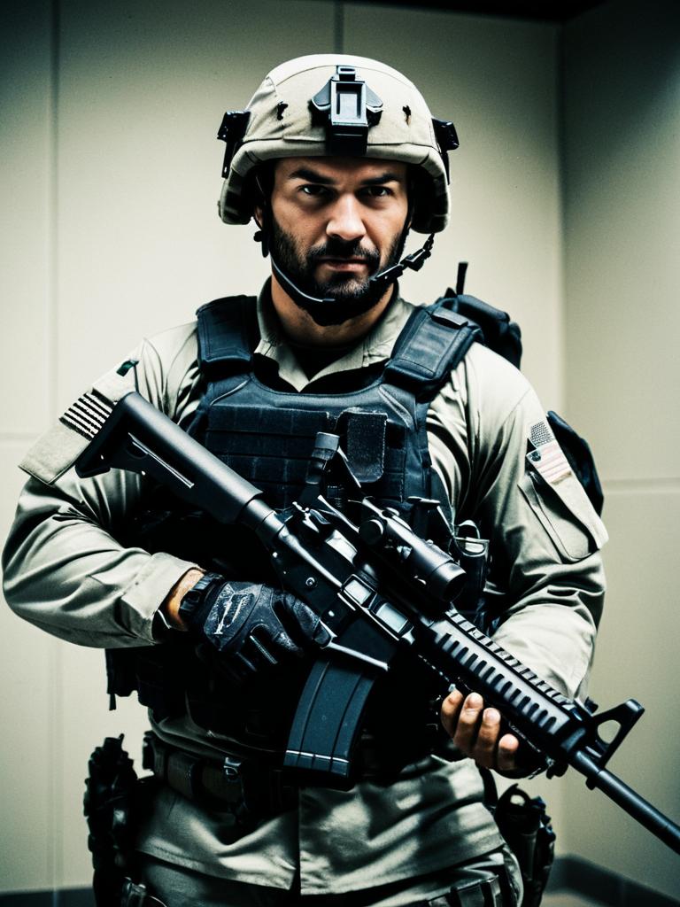 Man in Seal Team Six Raid Costume Cosplay Tactical Military Photography