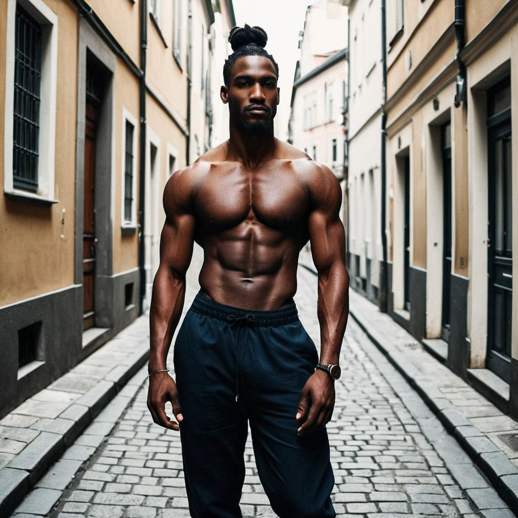 Muscular Man in Urban Alleyway