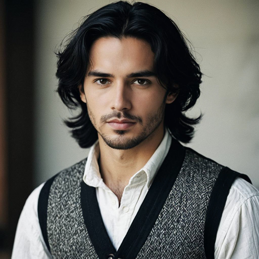 Young Man in Renaissance Style Portrait