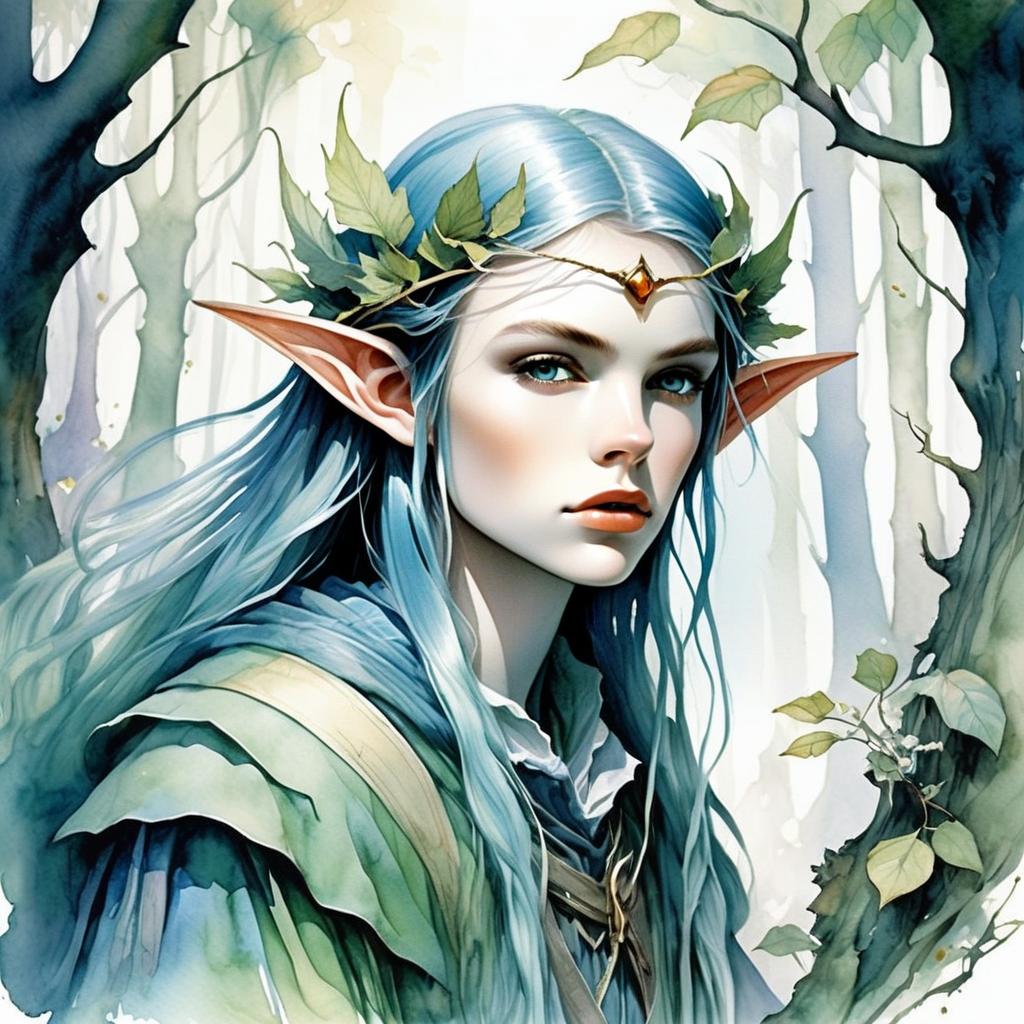 Fantasy Portrait of an Elven Woman in Ethereal Forest Fantasy Portrait of an Elven Woman in Ethereal Forest