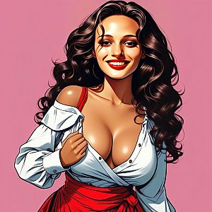 Smiling Woman in Modern Pin-Up Style