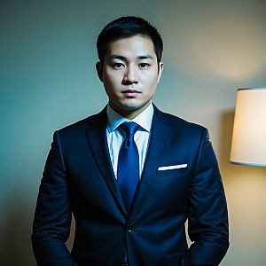 Confident Young Man in Blue Suit