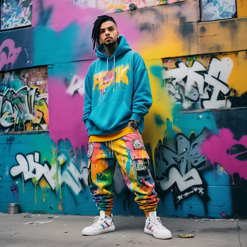 Stylish Man in Graffiti Background