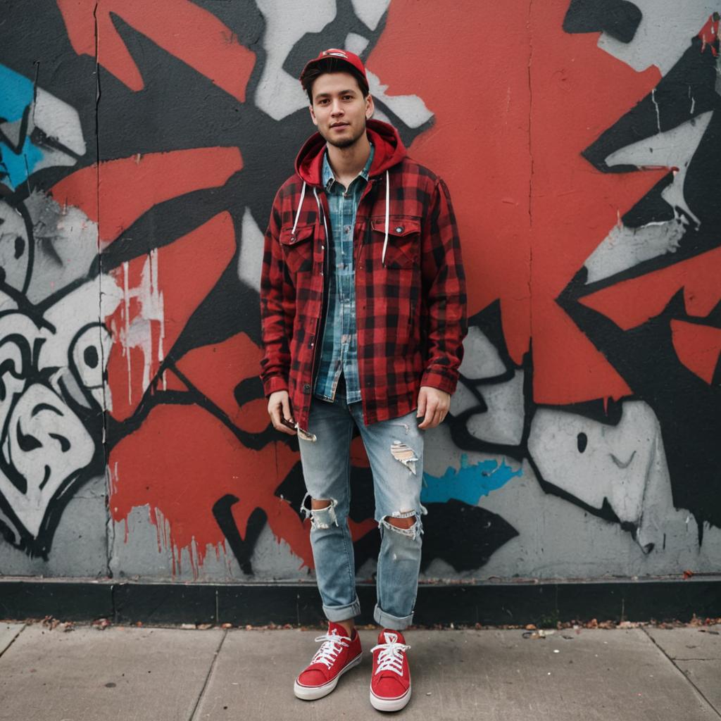 Stylish man in casual wear against graffiti wall