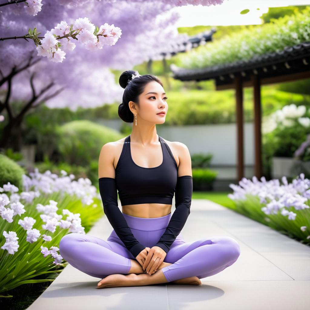 Serene Woman Practicing Yoga in a Tranquil Garden