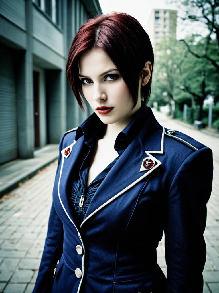 Confident Woman with Red Hair in Urban Fashion
