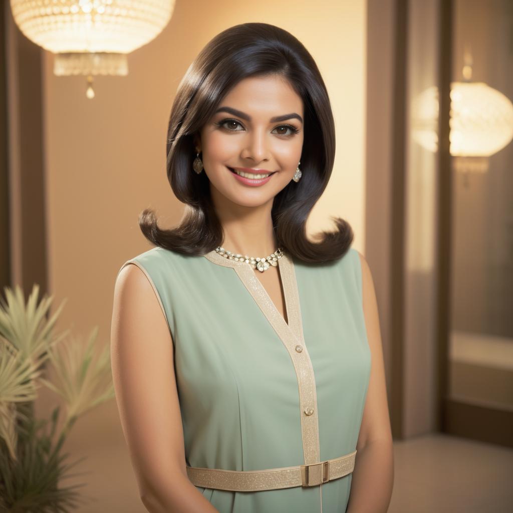 Elegant Woman in Mint Green Dress