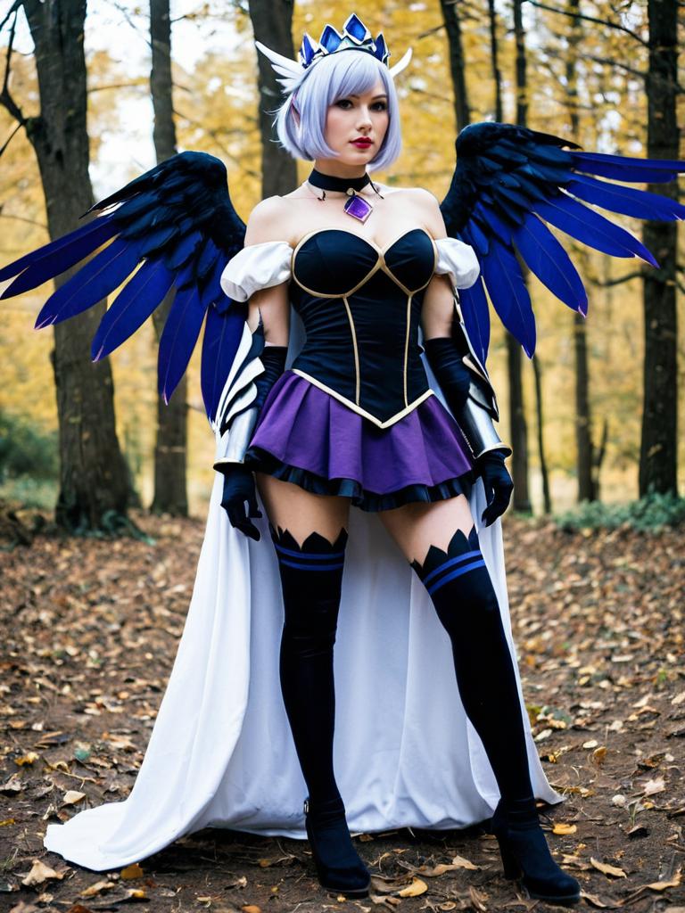 Gwendolyn Odin Sphere Cosplay in Forest with Blue Wings