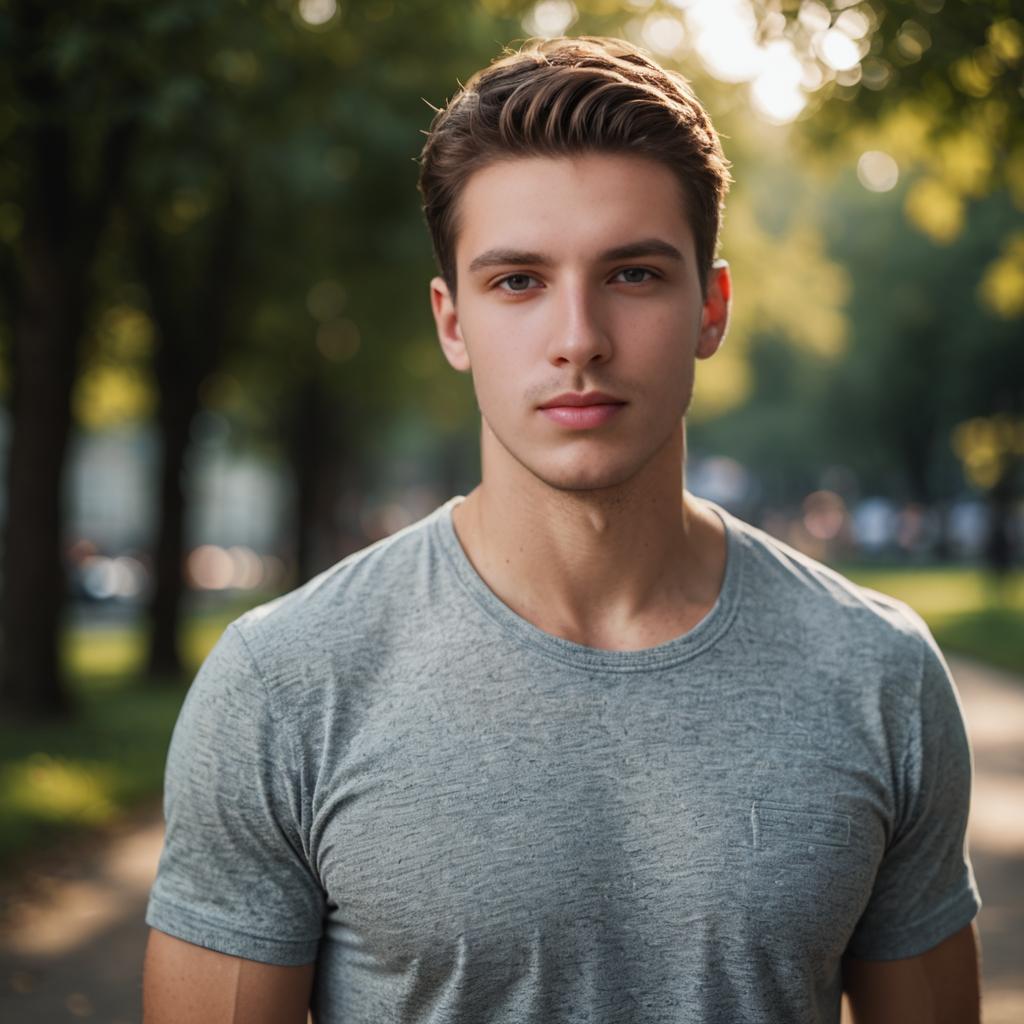 Confident Young Man in Park