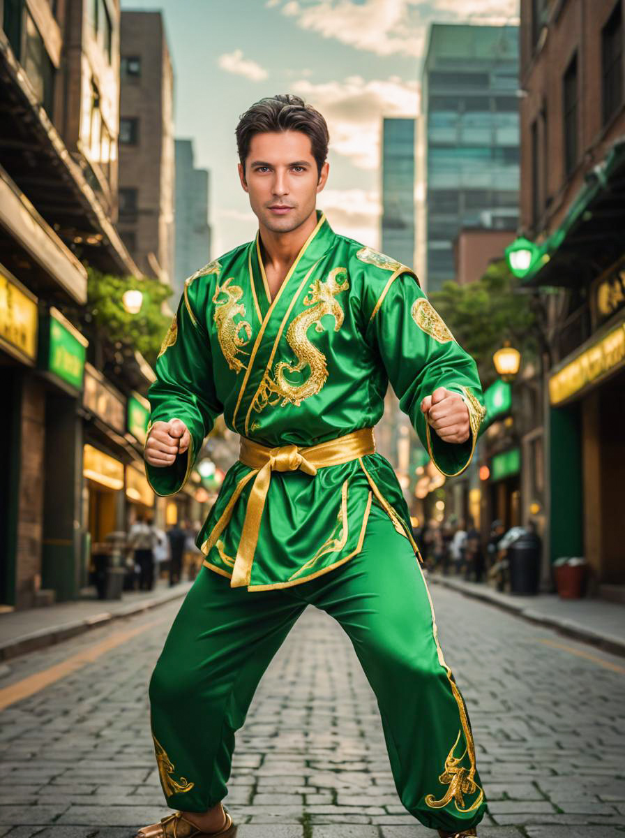 Martial Artist in Green Outfit