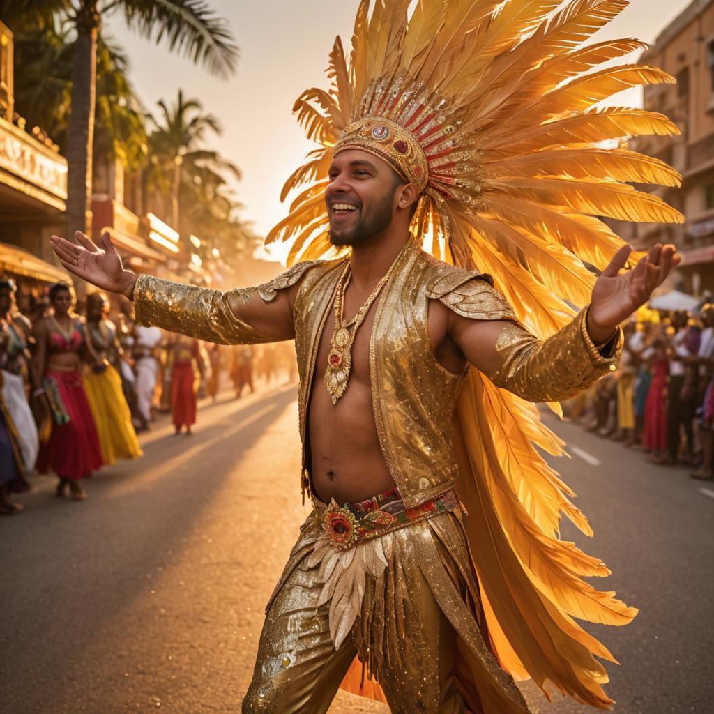 Man in Vibrant Attire at Festive Event