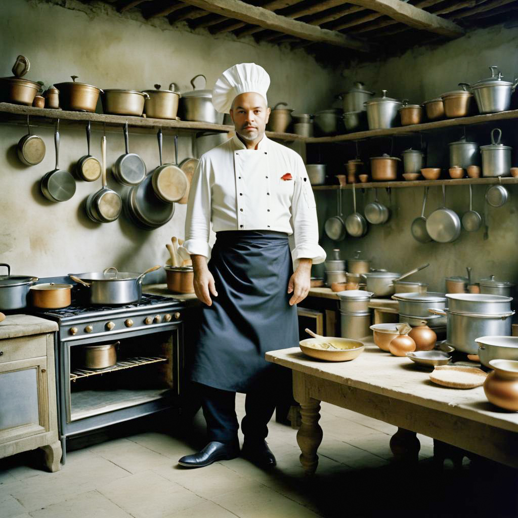 Skilled Chef in Rustic Kitchen