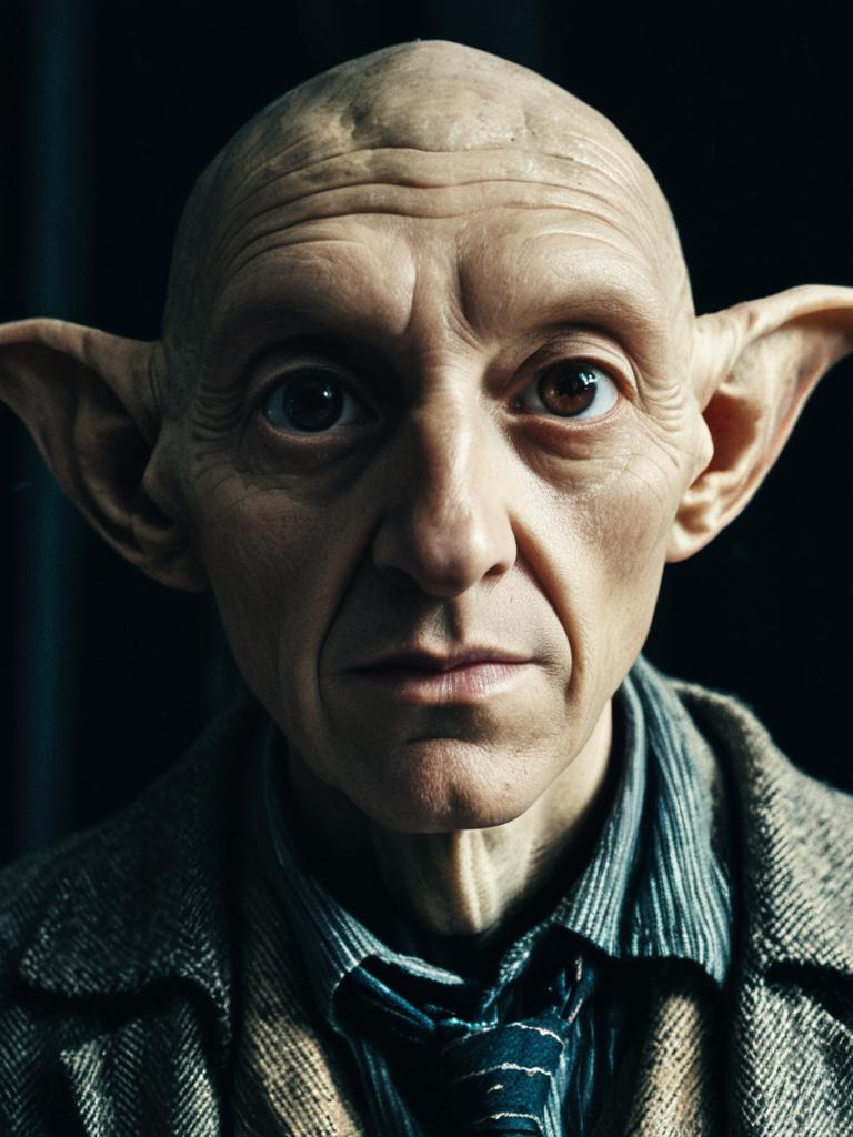 Close-up Portrait of a Man with Large Ears and Bald Head