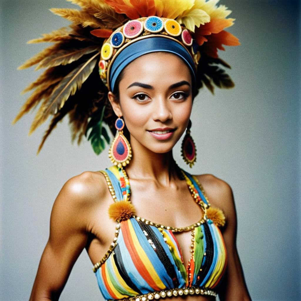 Vibrant Young Woman in Colorful Traditional Attire