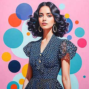 Portrait of Woman in Sheer Polka Dot Dress