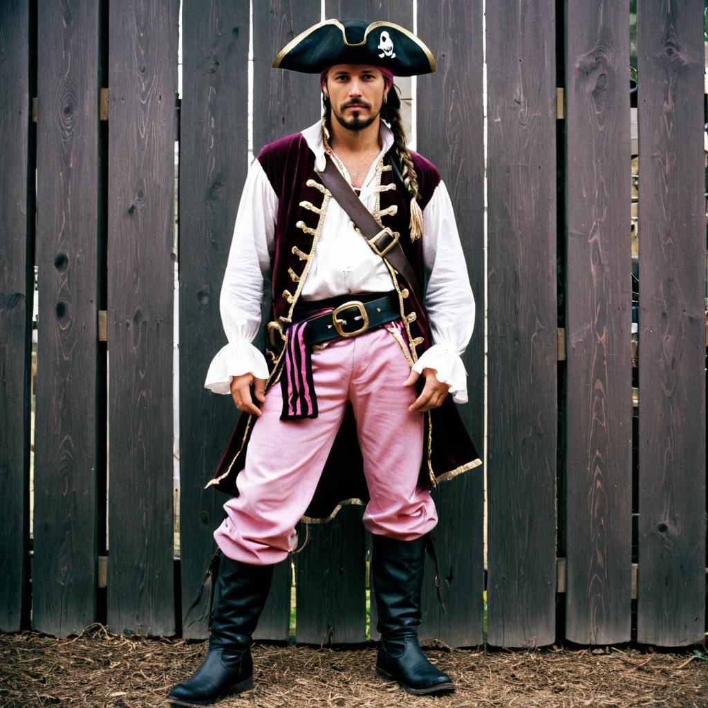 Confident Pirate in Tricorn Hat and Velvet Coat