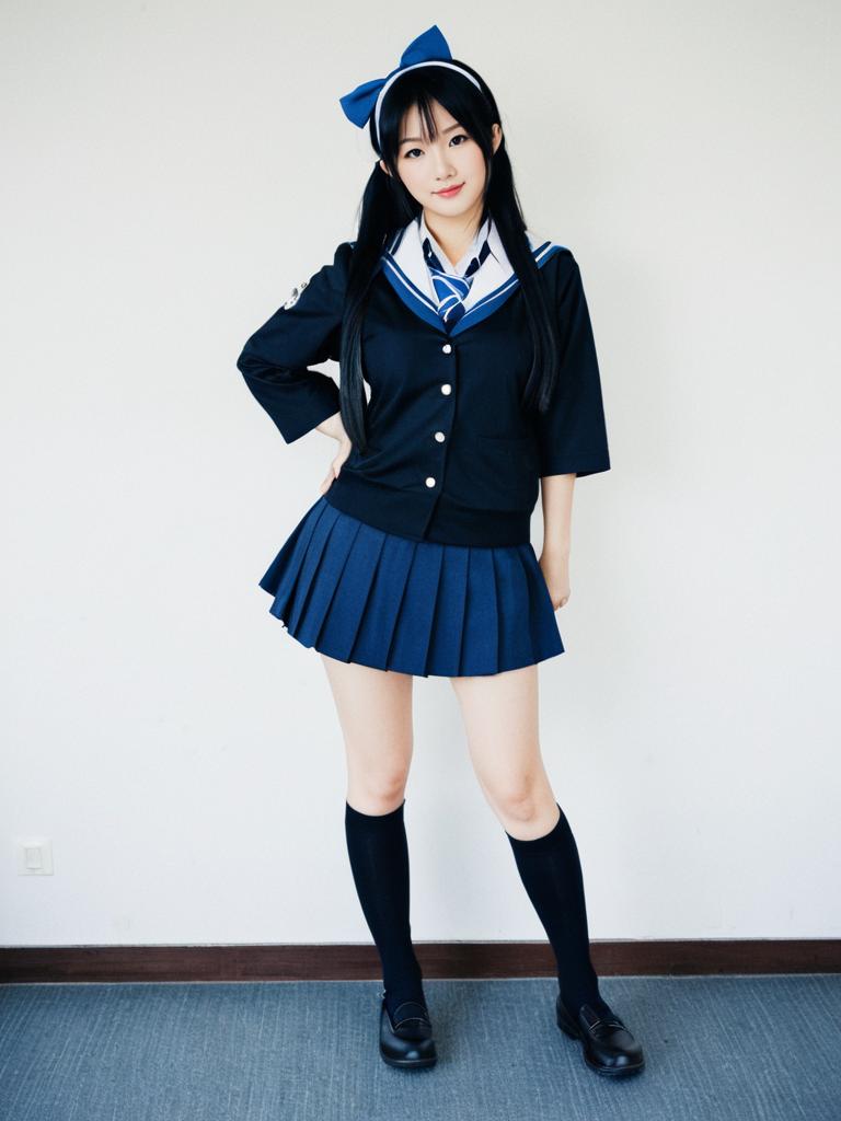 Morishima Haruka in Classic Japanese Schoolgirl Uniform Outfit