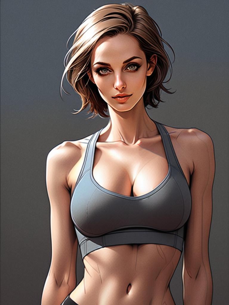 Confident Athletic Woman in Sports Bra