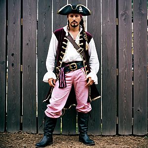 Confident Pirate in Tricorn Hat and Velvet Coat