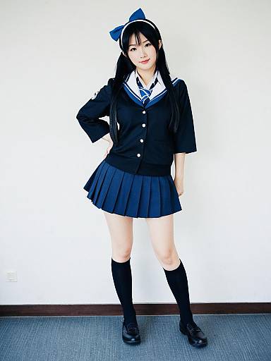 Morishima Haruka in Classic Japanese Schoolgirl Uniform Outfit