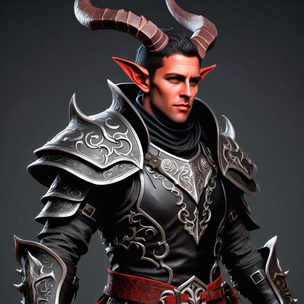 Fantasy Portrait of a Man with Red Elf Ears and Horns Fantasy Portrait of a Man with Red Elf Ears and Horns