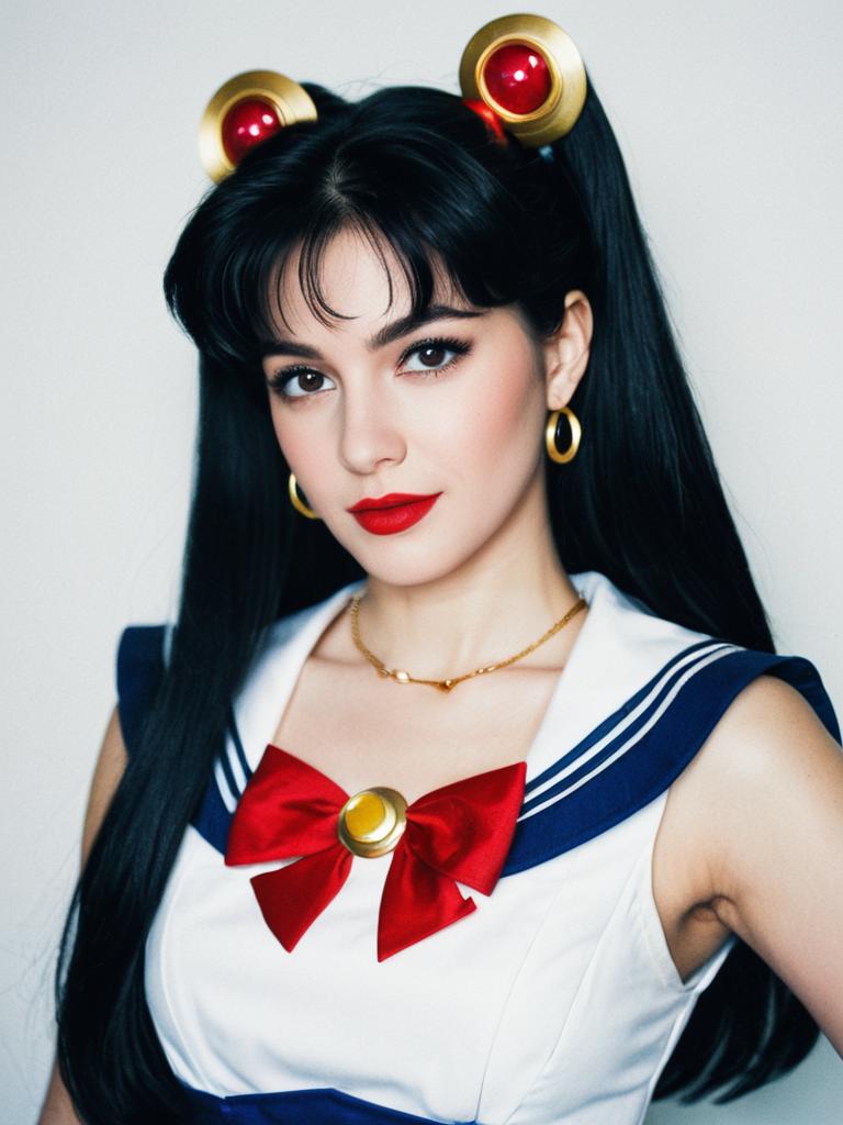 Woman in Classic Sailor Moon Costume Cosplay Portrait