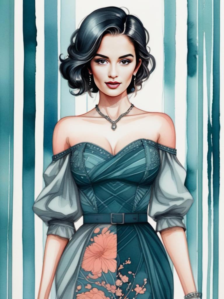 Stylish Woman in Floral Fashion Illustration