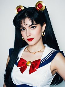 Woman in Classic Sailor Moon Costume Cosplay Portrait