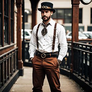 Steampunk Man in Vintage Outfit