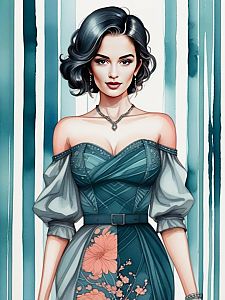 Stylish Woman in Floral Fashion Illustration
