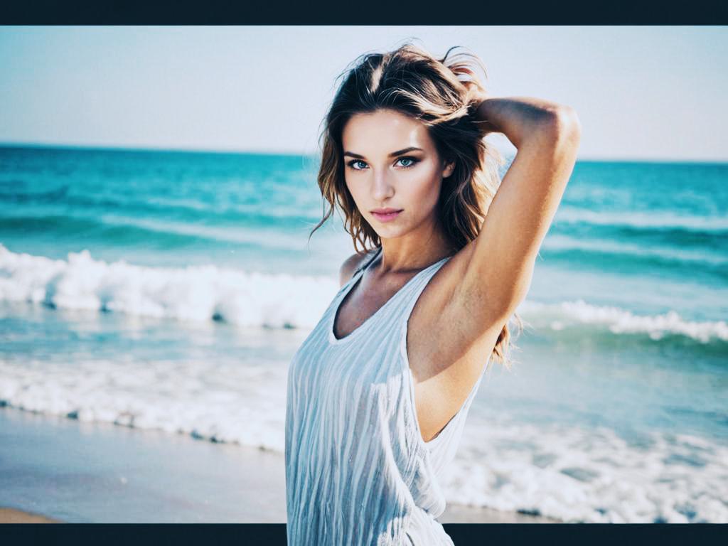 Woman in White Dress on Beach