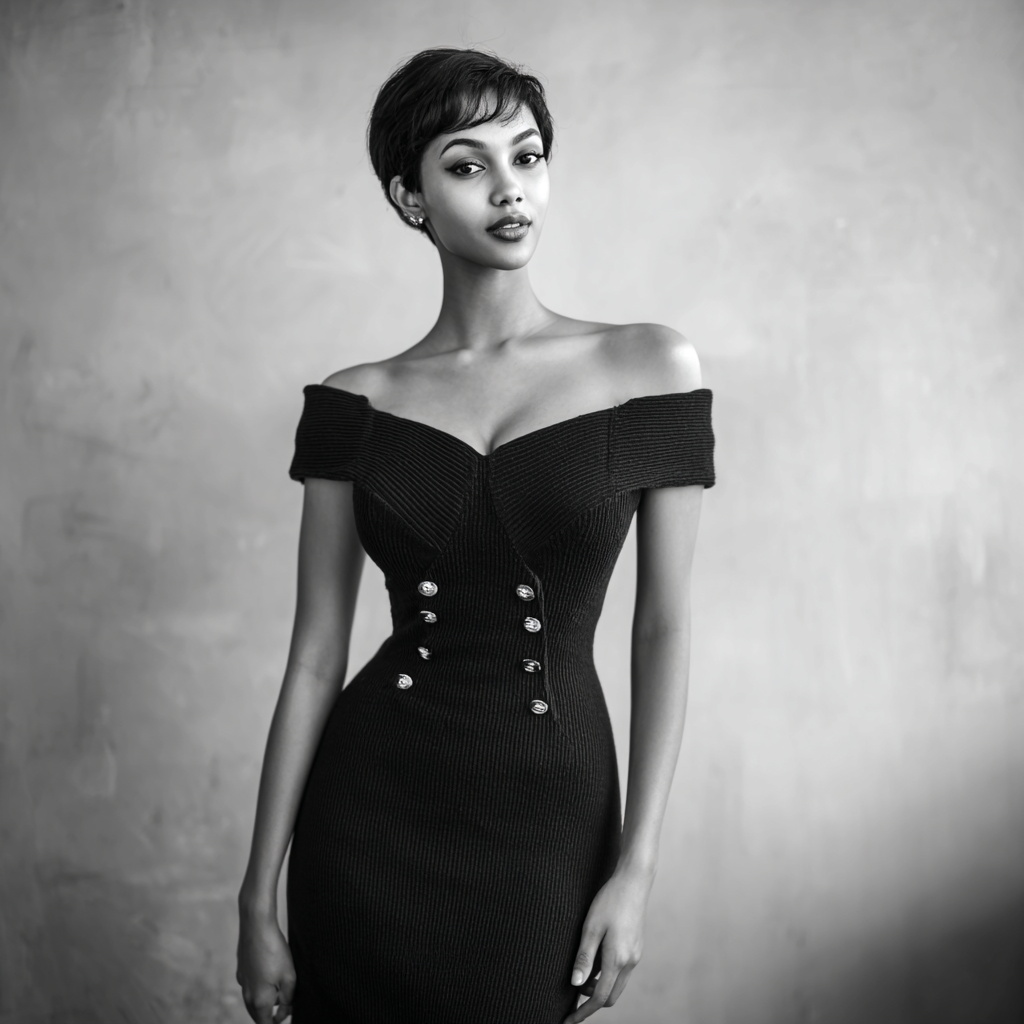 Elegant Black and White Portrait of a Woman Elegant Black and White Portrait of a Woman