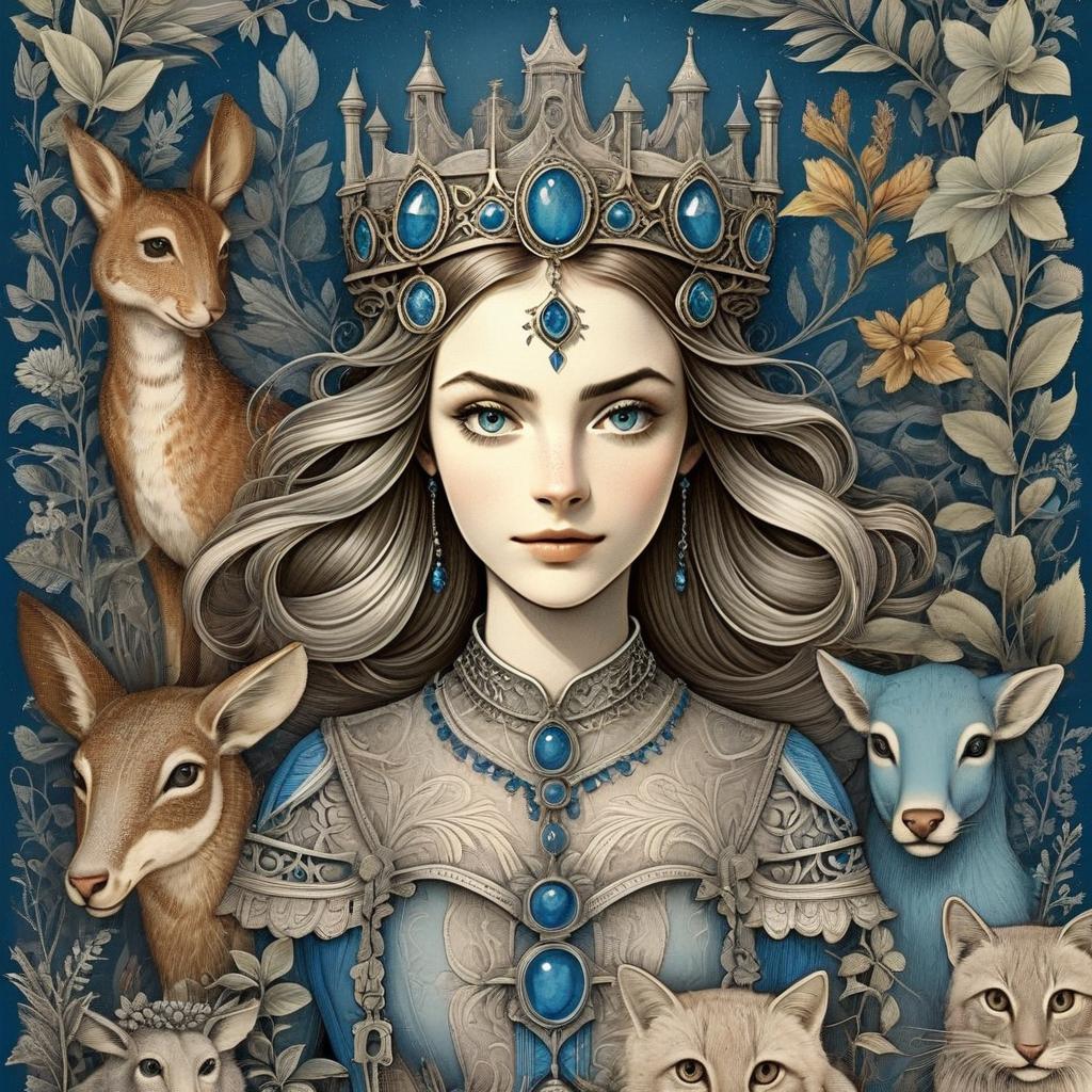 Regal Woman with Woodland Creatures Regal Woman with Woodland Creatures