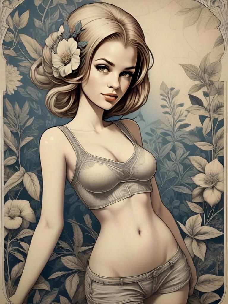 Elegant Young Woman with Floral Accents