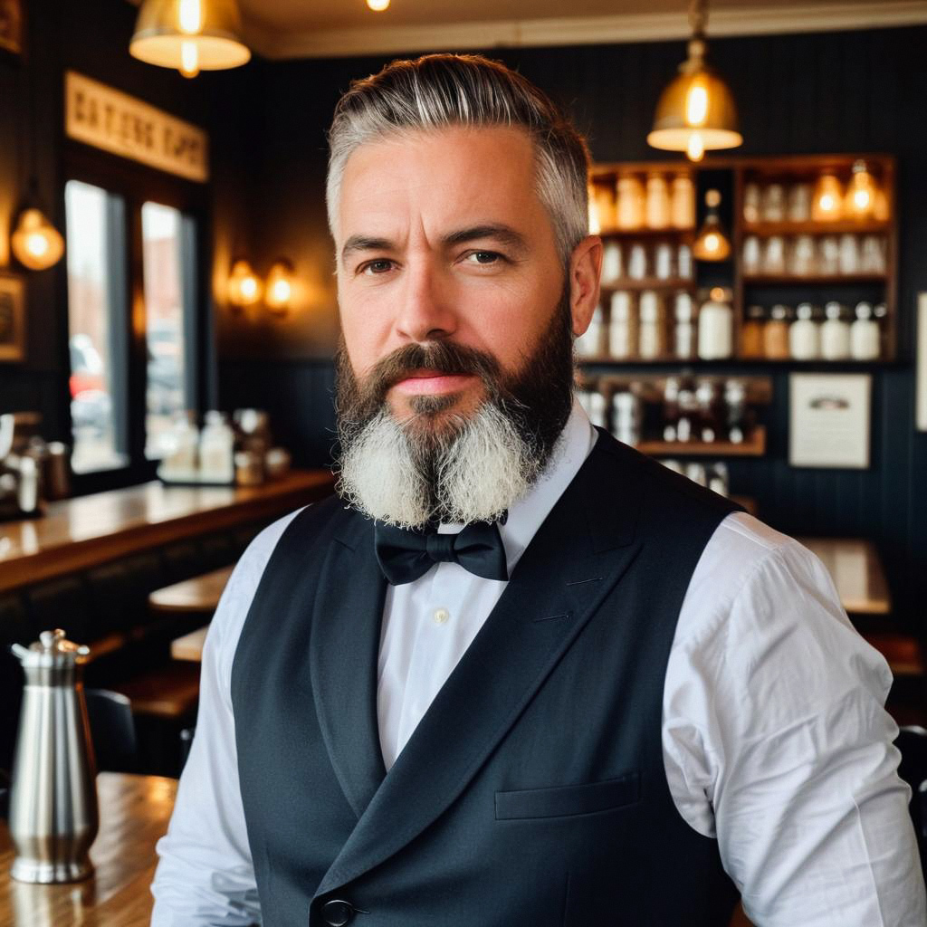 Distinguished Man in Rustic Café