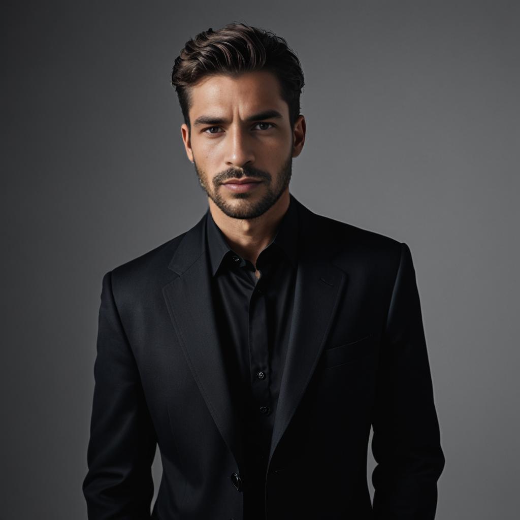 Sophisticated Man in Black Suit