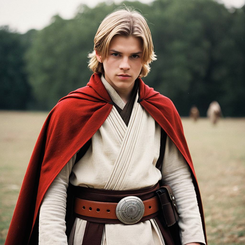 Young man in medieval costume with cape