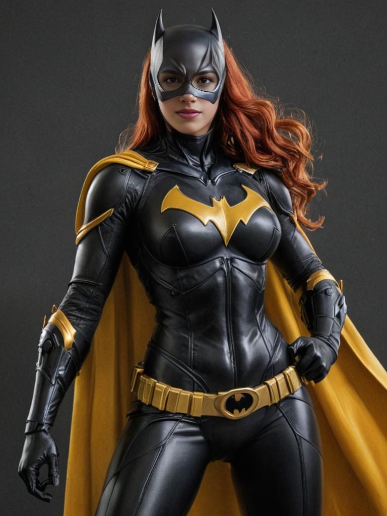 Confident Woman in Batgirl Cosplay Costume