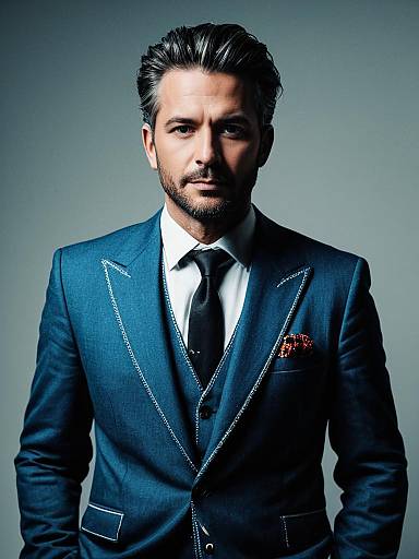 Man in Modern Fashion Costume Photorealistic Detailed Studio Portrait