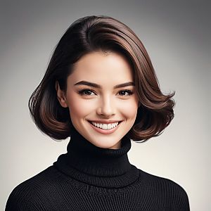 Confident Young Woman in Black Turtleneck